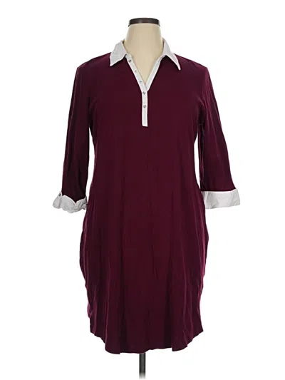 Pre-owned Karen Scott Sport Casual Dress In Burgundy