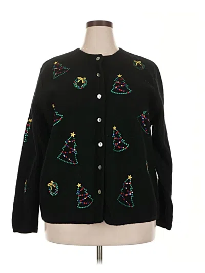 Pre-owned Karen Scott Sport Fleece Jacket In Black