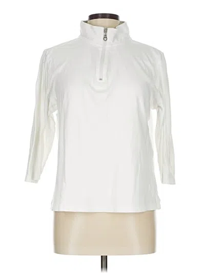 Pre-owned Karen Scott Sport Fleece Jacket In White