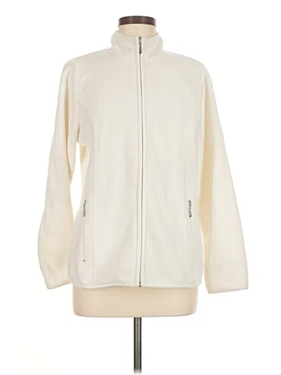 Pre-owned Karen Scott Sport Fleece Jacket In White