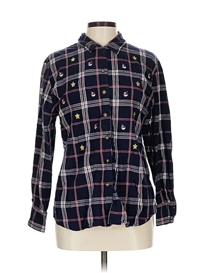 Pre-owned Karen Scott Sport Long Sleeve Button Down Shirt In Blue