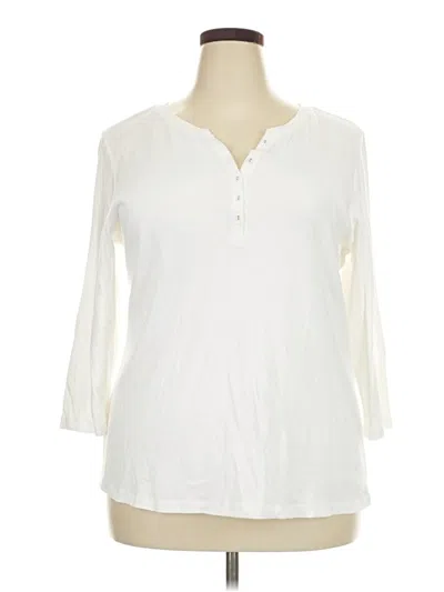 Pre-owned Karen Scott Sport Long Sleeve Henley Shirt In Ivory