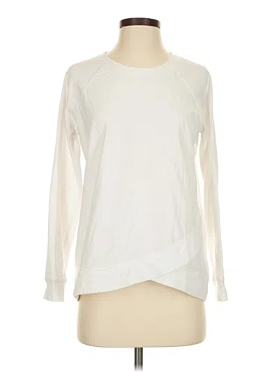 Pre-owned Karen Scott Sport Long Sleeve Top Ivory Crew Neck Tops