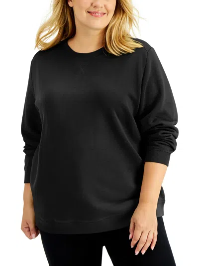 Karen Scott Sport Plus Womens Fitness Activewear Sweatshirt In Black