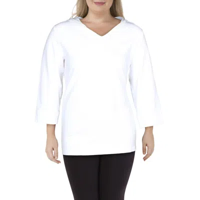 Karen Scott Sport Plus Womens Fitness Running Hoodie In White
