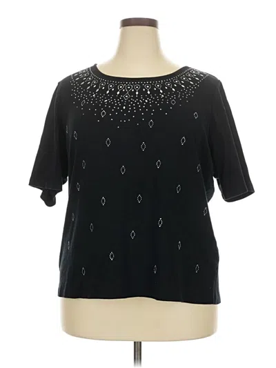 Pre-owned Karen Scott Sport Short Sleeve Blouse In Black