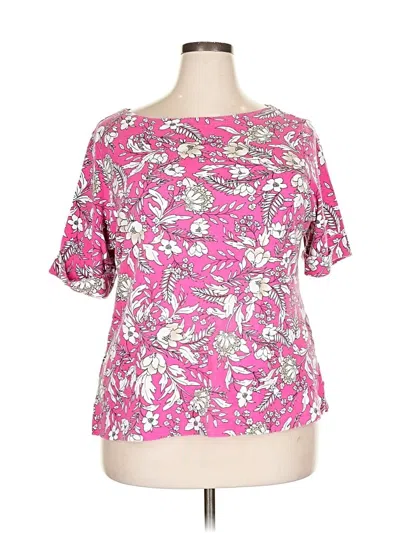 Pre-owned Karen Scott Sport Short Sleeve Blouse In Pink