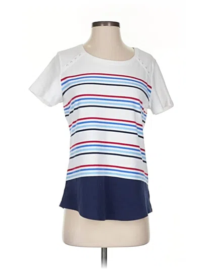 Pre-owned Karen Scott Sport Short Sleeve T-shirt In White