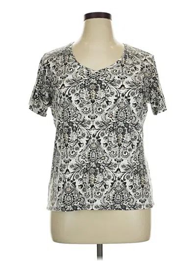 Pre-owned Karen Scott Sport Short Sleeve Top Silver Scoop Neck Tops