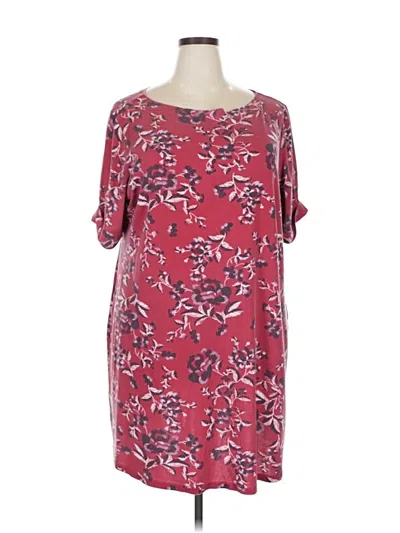 Pre-owned Karen Scott Sport Short Sleeve T-shirt In Burgundy