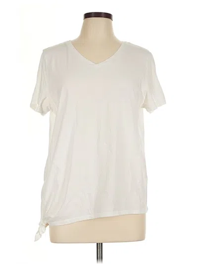 Pre-owned Karen Scott Sport Short Sleeve T-shirt In Ivory