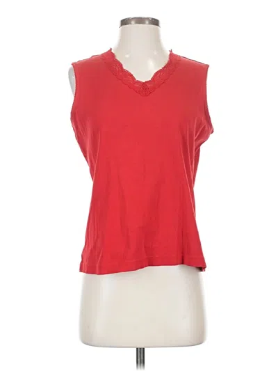 Pre-owned Karen Scott Sport Sleeveless Top Red V Neck Tops