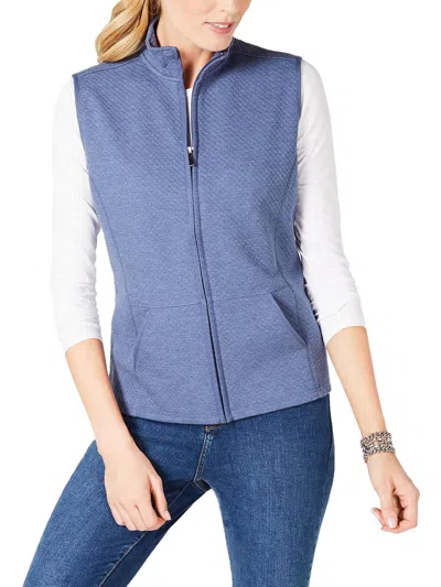 Karen Scott Sport Womens Qilted Zip-up Outerwear Vest In Multi
