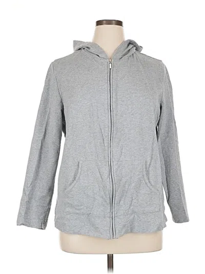 Pre-owned Karen Scott Sport Zip Up Hoodie In Gray