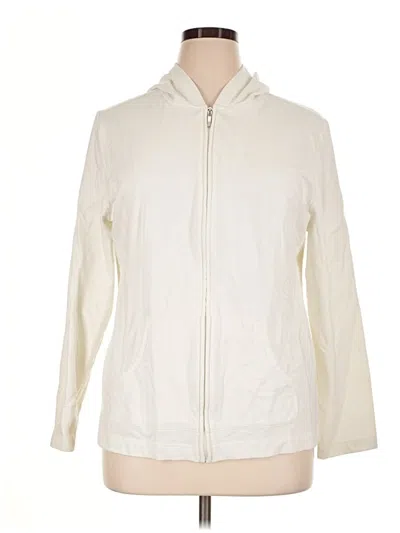 Pre-owned Karen Scott Sport Zip Up Hoodie In Ivory