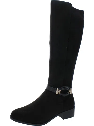 Karen Scott Stanella Womens Faux Leather Riding Knee-high Boots In Black