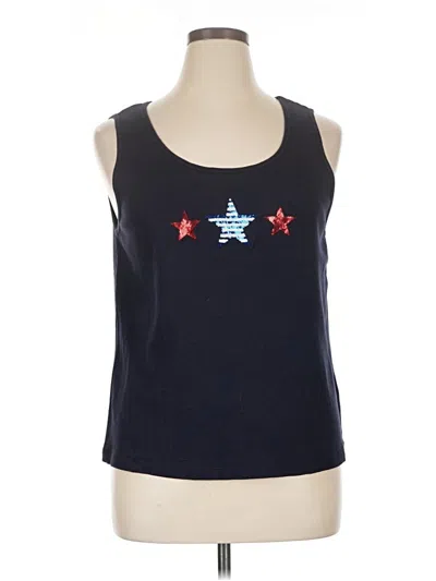 Pre-owned Karen Scott Tank Top Blue Halter Neckline Tops