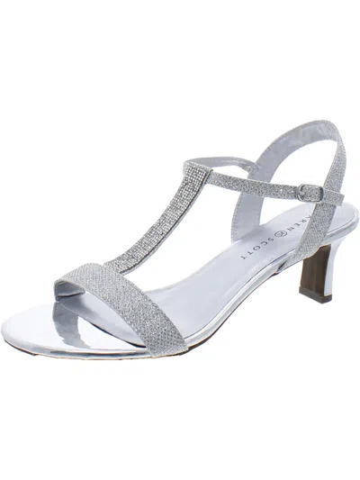 Karen Scott Toriee Womens Almond Toe Kitten Heel Heels In Silver