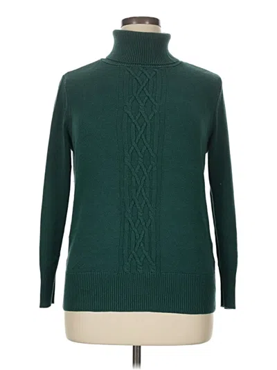 Pre-owned Karen Scott Turtleneck Sweater In Green