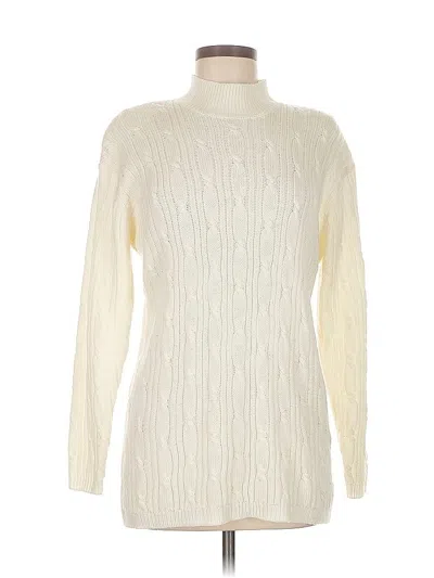 Pre-owned Karen Scott Turtleneck Sweater In White