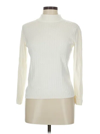 Pre-owned Karen Scott Turtleneck Sweater In White
