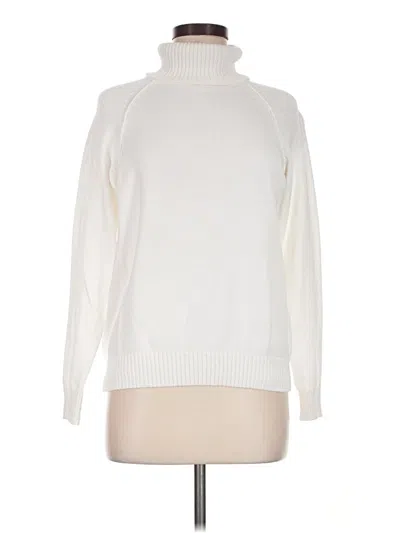 Pre-owned Karen Scott Turtleneck Sweater In White