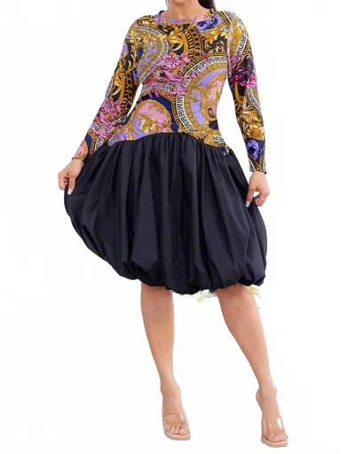 Karen T Design Balloon Bottom Dress In Multi