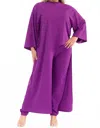 Karen T Design Bell Sleeve Tunic Top With Pants Set In Purple In Purple