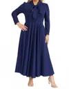 Karen T Design Bow Tie A-line Dress In Navy Blue In Blue