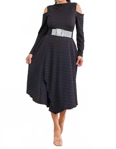 Karen T Design Bubble Textured Midi Dress In Black