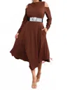 Karen T Design Bubble Textured Midi Dress In Brown In Brown