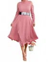 Karen T Design Bubble Textured Midi Dress In Pink In Pink