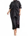 Karen T Design Button-down Midi Dress In Black In Black