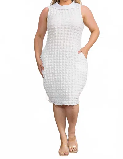 Karen T Design Collared Popcorn Bodycon Dress In White
