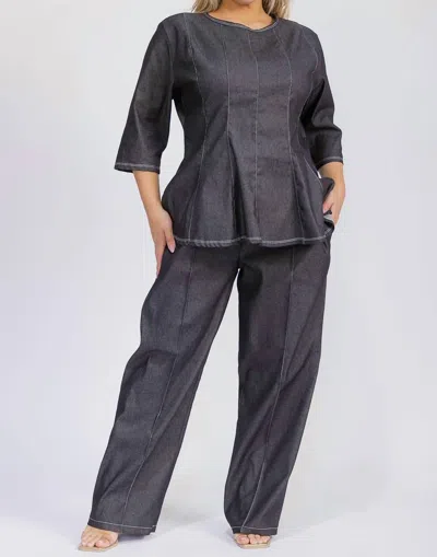 Karen T Design Denim 2 Piece Set In Gray In Multi