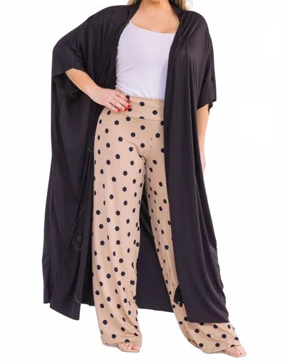 Karen T Design Dotted Print Pant Set In Beige In Black