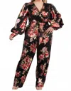 Karen T Design Floral Print Long Sleeve Jumpsuit In Multi In Multi