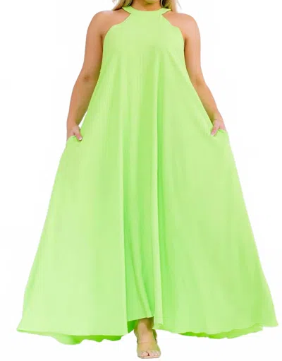 Karen T Design Flowy Maxi Dress In Lime In Green