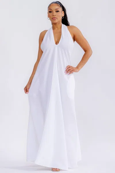 Karen T Design Halter Neck Maxi Dress In White