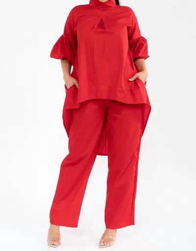 Karen T Design High Low Two Piece Set In Red