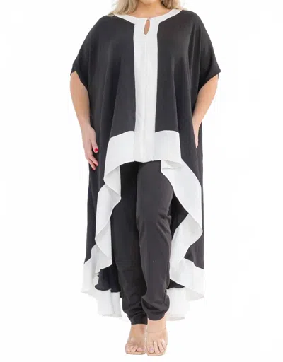 Karen T Design Hilo Monochrome Tunic Top In Black In Grey