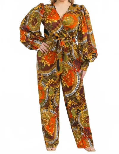 Karen T Design Long Bubble Sleeve Jumpsuit In Multi