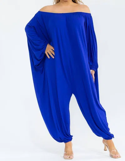 Karen T Design Long Sleeve Harem Jumpsuit - Plus In Blue