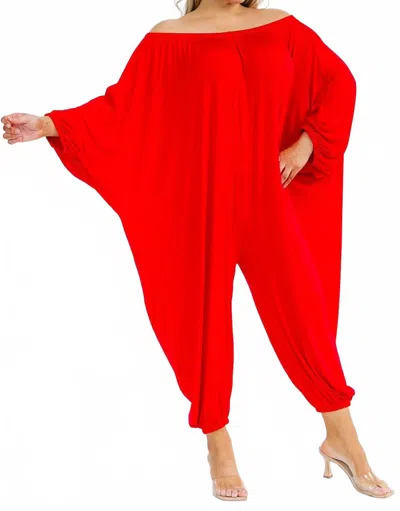 Karen T Design Long Sleeve Harem Jumpsuit - Plus In Red
