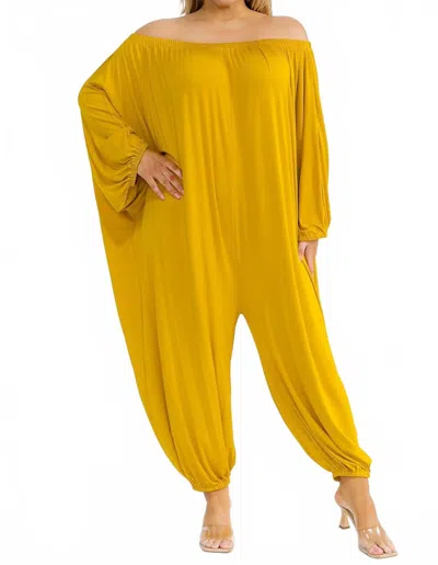 Karen T Design Long Sleeve Harem Jumpsuit - Plus In Yellow