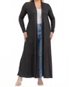 Karen T Design Long Sleeve Maxi Length Open Front Cardigan In Black In Black
