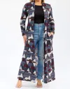 Karen T Design Long Sleeve Maxi Length Open Front Cardigan In Multi In Multi