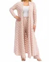 Karen T Design Longline Cardigan & Pants Mesh Set In Nude Pink In Pink