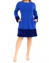 Karen T Design Mini Dress With Sequin Details In Blue In Blue