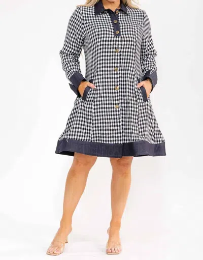 Karen T Design Plaid Coat Dress In Black In Multi